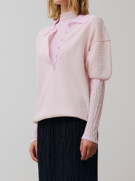  러스 스웨터 맨텔 폴로  연분홍색 - RUS