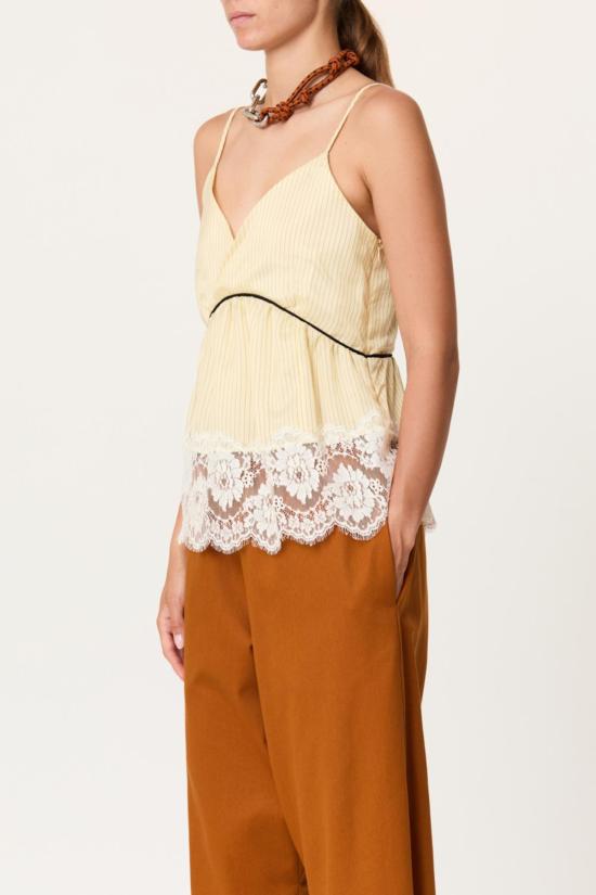  플랜씨 캐미솔 플랜 C 스트라이프 레이스  에그 화이트/블랙 - PLAN C