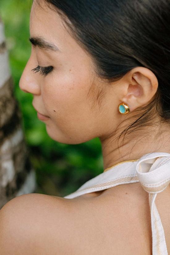  누데이 이어링 눈데이 조각 도자기 스터드 귀걸이 - NOONDAY