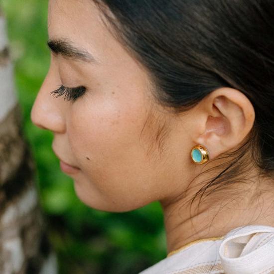  누데이 이어링 눈데이 조각 도자기 스터드 귀걸이 - NOONDAY