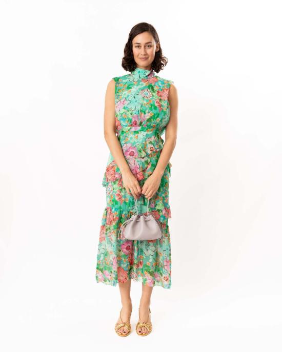  살로니 롱 원피스 플뢰르 러플 드레스 수채화 파파베르 - SALONI