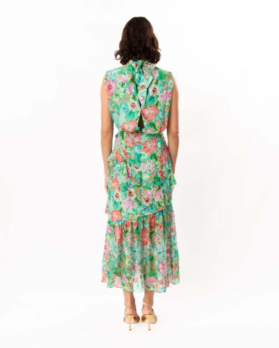  살로니 롱 원피스 플뢰르 러플 드레스 수채화 파파베르 - SALONI