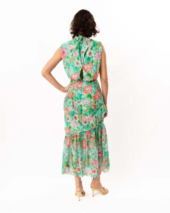  살로니 롱 원피스 플뢰르 러플 드레스 수채화 파파베르 - SALONI