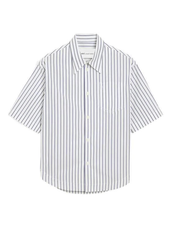 26SS 아미 스트라이프 코튼 숏슬리브 아미 드 하트 와이드 셔츠 USH809 CO0220A074 White