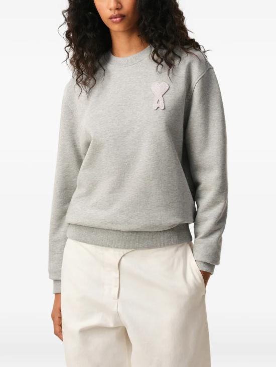 26SS 아미 빅 하트 로고 코튼 니트 스웨트셔츠 USW787 730A161 Gray - AMI
