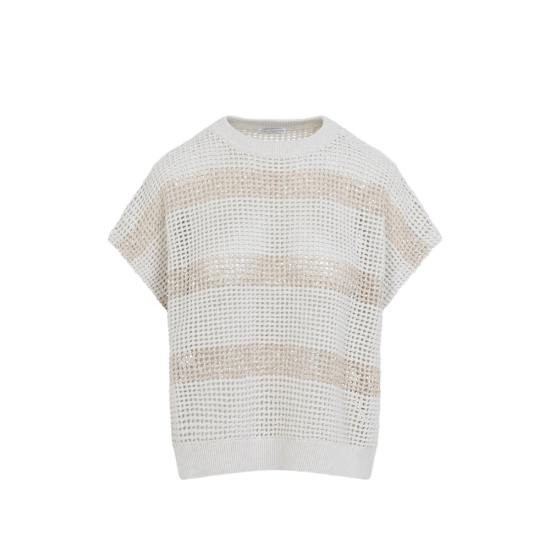 26SS 브루넬로 쿠치넬리 민소매 티셔츠 M58772820 CLH85 WHITE NEUTRALS