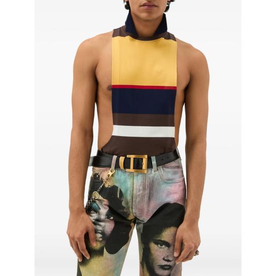 26SS 베르사체 민소매 티셔츠 1A17890 1024577 6Y520 BROWN YELLOW - VERSACE