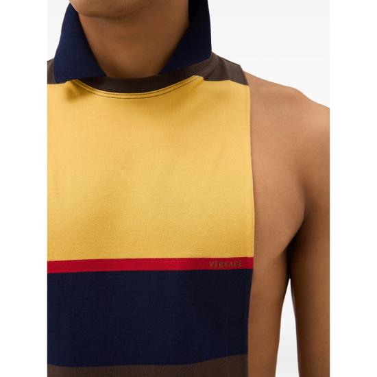 26SS 베르사체 민소매 티셔츠 1A17890 1024577 6Y520 BROWN YELLOW - VERSACE