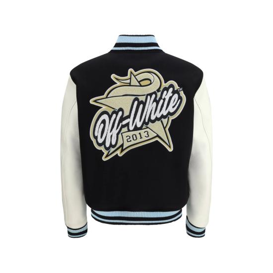 26SS 오프화이트 봄버 자켓 44XJA122S26 L002 001 BLACK WHITE - OFF WHITE