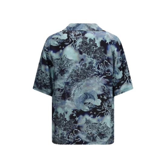 26SS 오프화이트 반팔 셔츠 44XGG01FS26 F00B 402 BLUE BLACK - OFF WHITE