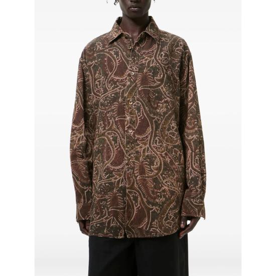26SS 아워레가시 바스트 셔츠 오버다이드 스네이크 페이즐리 프린트 M2262VSP SNAKE BROWN - OUR LEGACY