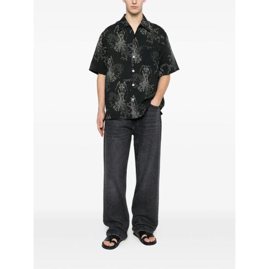 26SS 아워레가시 에브리 셔츠 숏슬리브 데스 페이즐리 프린트 M2262EDP DEATH BLACK GREY - OUR LEGACY