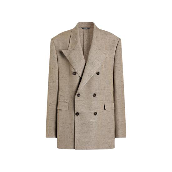 26SS 돌체앤가바나 더블 브레스티드 시칠리아 트위드 이펙트 자켓 F29YFT HUMWC S8230 NEUTRALS