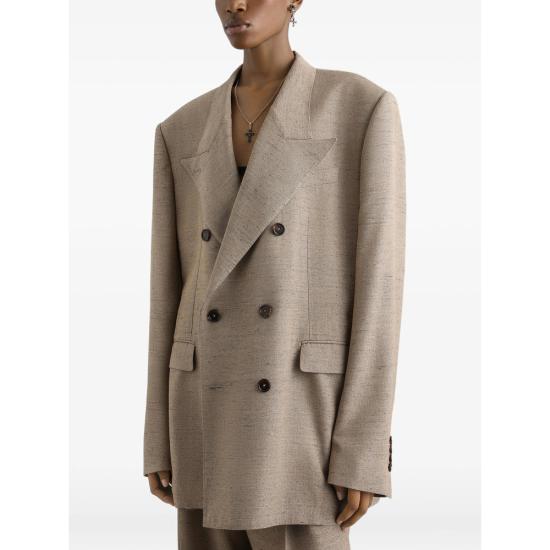 26SS 돌체앤가바나 더블 브레스티드 시칠리아 트위드 이펙트 자켓 F29YFT HUMWC S8230 NEUTRALS - DOLCE & GABBANA