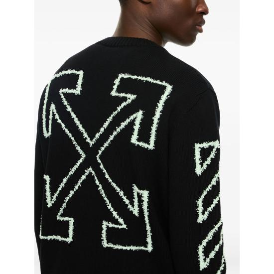 26SS 오프화이트 스웨터 44MHE087S26 K001 001 BLACK - OFF WHITE