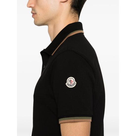26SS 몽클레어 스트라이프 트림 코튼 피케 폴로 셔츠 L109189A16 8A000 05 999 BLACK - MONCLER