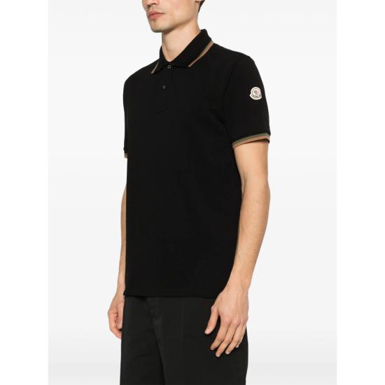 26SS 몽클레어 스트라이프 트림 코튼 피케 폴로 셔츠 L109189A16 8A000 05 999 BLACK - MONCLER