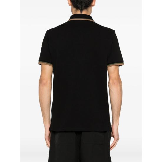 26SS 몽클레어 스트라이프 트림 코튼 피케 폴로 셔츠 L109189A16 8A000 05 999 BLACK - MONCLER