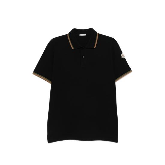 26SS 몽클레어 스트라이프 트림 코튼 피케 폴로 셔츠 L109189A16 8A000 05 999 BLACK