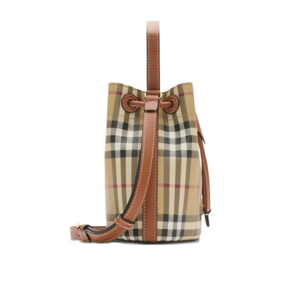 26SS 버버리 미니 체크 버킷백 8109794 MN DRAWSTR A9534 NEUTRALS - BURBERRY
