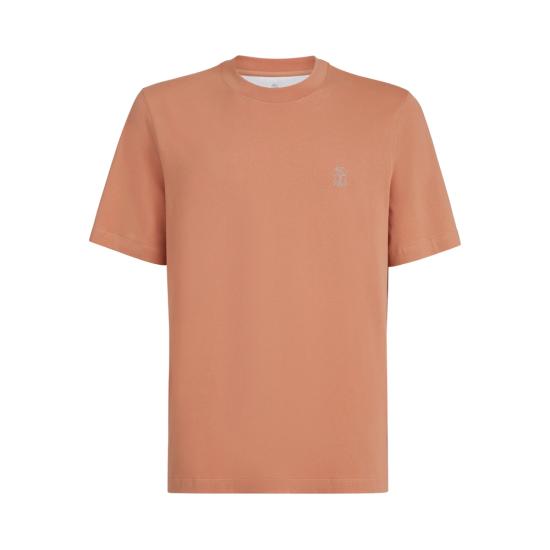 26SS 브루넬로 쿠치넬리 코튼 저지 크루넥 티셔츠 M0B138440 CUM25 ORANGE