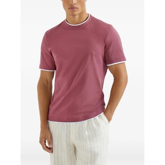 26SS 브루넬로 쿠치넬리 자수 로고 티셔츠 M0B137427 CMJ53 RED - BRUNELLO CUCINELLI