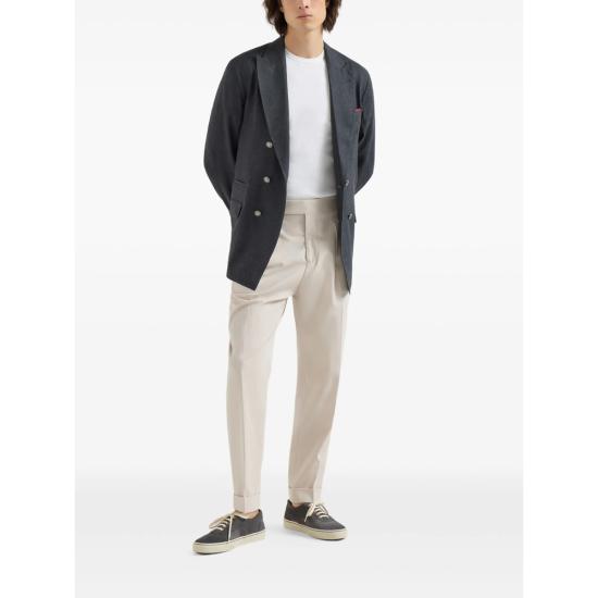 26SS 브루넬로 쿠치넬리 리버스 카프스킨 스니커즈 MZUPIGZ334 CCC62 GREY - BRUNELLO CUCINELLI