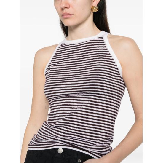 26SS 아라고나 민소매 티셔츠 D3312TR 1412 WHITE BROWN - ARAGONA