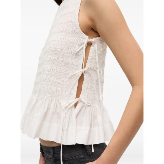 26SS 가니 코튼 스모크 타이 탑 W0886 151 WHITE - GANNI