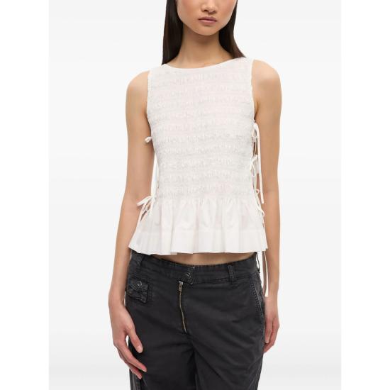 26SS 가니 코튼 스모크 타이 탑 W0886 151 WHITE - GANNI