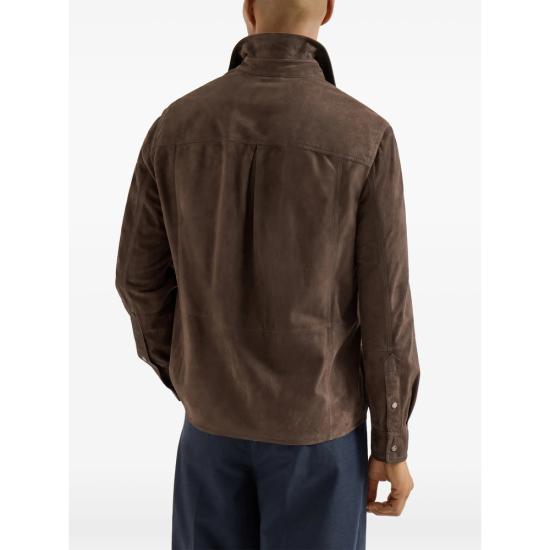 26SS 브루넬로 쿠치넬리 스웨이드 오버셔츠 MPCFN2039 C8552 BROWN - BRUNELLO CUCINELLI