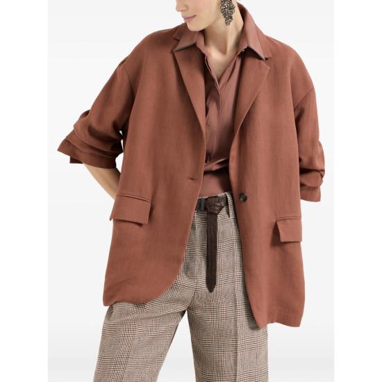 26SS 브루넬로 쿠치넬리 모닐리 비스코스 & 리넨 플루이드 트윌 블레이저 MH1267591 C4182 ORANGE - BRUNELLO CUCINELLI