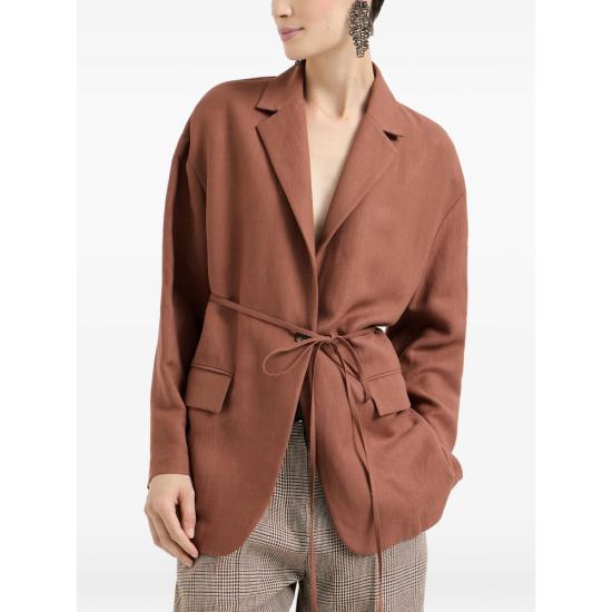 26SS 브루넬로 쿠치넬리 모닐리 비스코스 & 리넨 플루이드 트윌 블레이저 MH1267591 C4182 ORANGE - BRUNELLO CUCINELLI