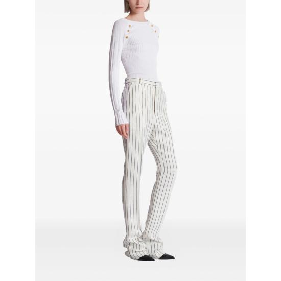 26SS 발망 플레어 팬츠 GF1PN220 VI61 GPP WHITE BLACK - BALMAIN