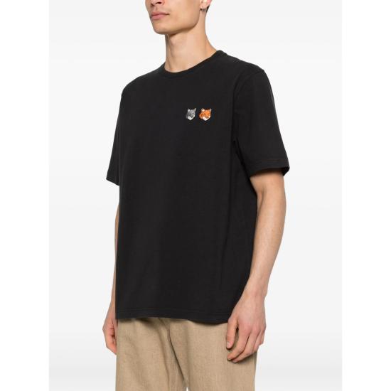 26SS 메종키츠네 더블 폭스 헤드 컴포트 티셔츠 OM011CFKJ7025 ANTHR BLACK - MAISON KITSUNE
