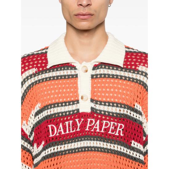 26SS 데일리 페이퍼 폴로 티셔츠 2610005 KENTE STRI REDTI RED ORANGE - DAILY PAPER