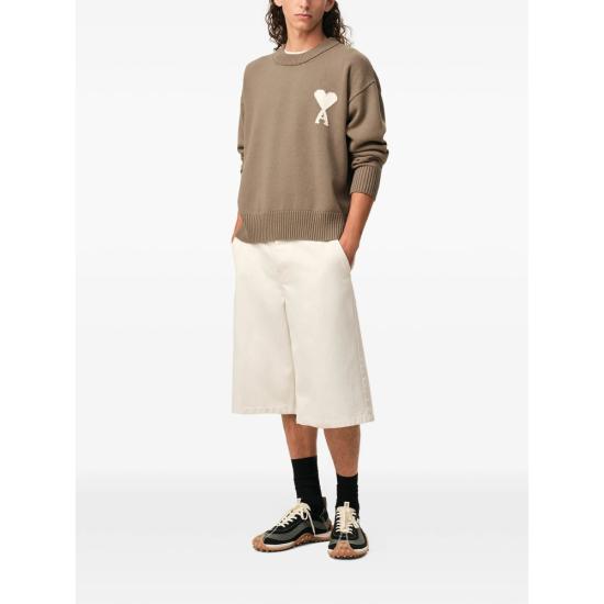 26SS 아미 ADC 울 & 코튼 크루넥 하트 스웨터 UKS859 KN0156 A117 NEUTRALS - AMI