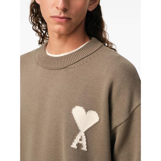 26SS 아미 ADC 울 & 코튼 크루넥 하트 스웨터 UKS859 KN0156 A117 NEUTRALS - AMI