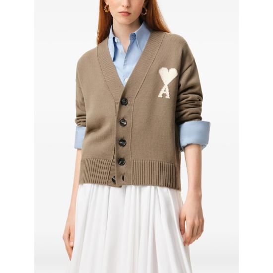 26SS 아미 울 드 하트 가디건 UKC380 KN0156 A117 BROWN - AMI