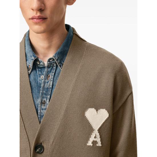 26SS 아미 울 드 하트 가디건 UKC380 KN0156 A117 BROWN - AMI