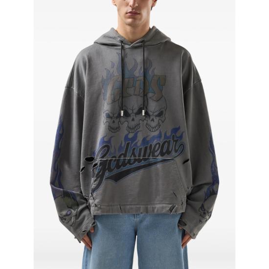 26SS 지씨디에스 후드 티셔츠 C1MWQE129F034 ANTHR GREY BLUE - GCDS