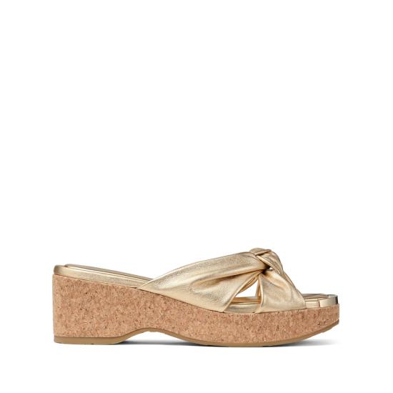 26SS 지미추 뮬/슬리퍼 AVENUE WEDGE 50 MNA GOLD