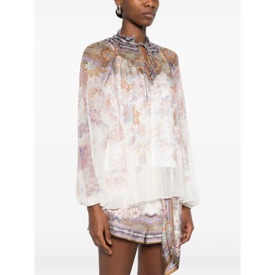 26SS 짐머만 블라우스 0991TS261 CRBLU NEUTRALS PURPLE - ZIMMERMANN