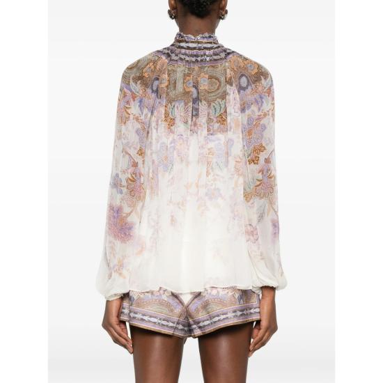 26SS 짐머만 블라우스 0991TS261 CRBLU NEUTRALS PURPLE - ZIMMERMANN