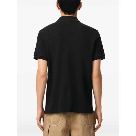 26SS 아미 스몰 하트 로고 폴로 티셔츠 HPL411 760 045 BLACK WHITE - AMI