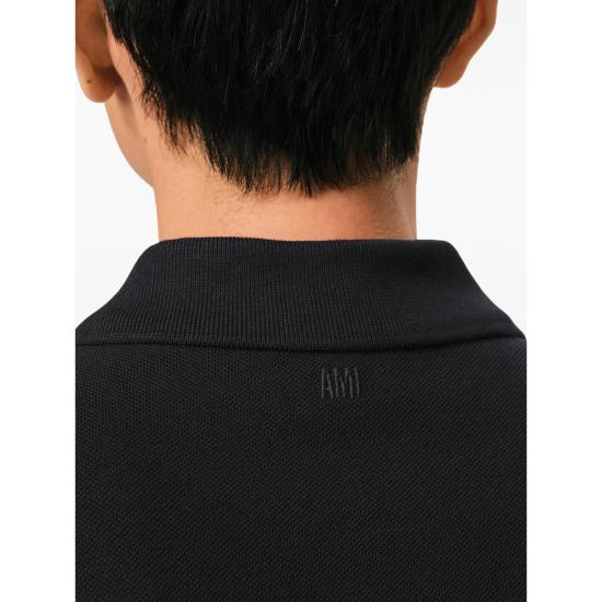 26SS 아미 스몰 하트 로고 폴로 티셔츠 HPL411 760 045 BLACK WHITE - AMI