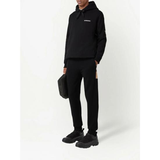 25FW 버버리 체크 트림 코튼 조깅 팬츠 8059066 STEPHAN A1189 BLACK - BURBERRY