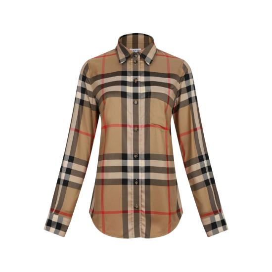 25FW 버버리 슬림핏 체크 코튼 셔츠 8111856 LAPWING A7028 NEUTRALS