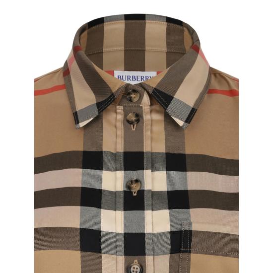 25FW 버버리 슬림핏 체크 코튼 셔츠 8111856 LAPWING A7028 NEUTRALS - BURBERRY