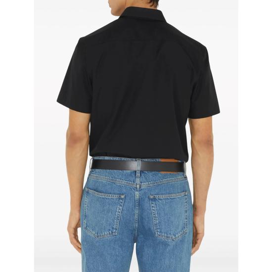 25FW 버버리 슬림핏 스트레치 코튼 셔츠 8079596 SHERFIELD A1189 BLACK - BURBERRY